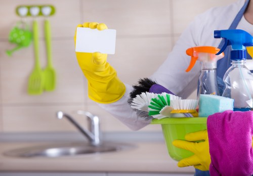 Office cleaners working in a Ruislip business reception area