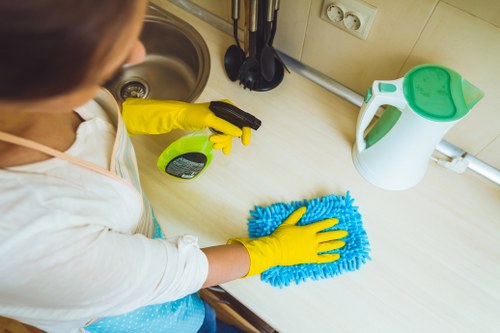 Detailed rug inspection and stain treatment for a local cleaning service