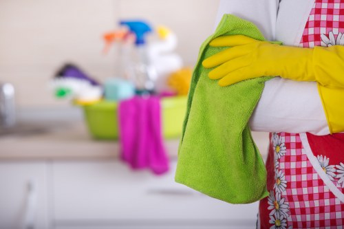 Professional domestic cleaner working in a Ruislip kitchen