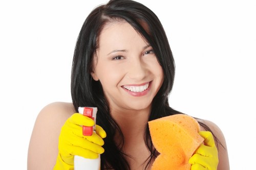 Cleaning policy review with notes and protective equipment